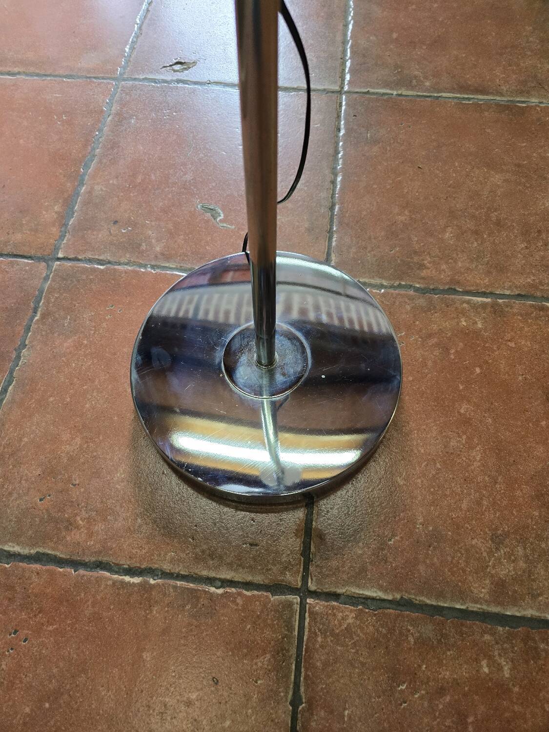 70s chrome metal floor lamp with 3 opaline ball lights