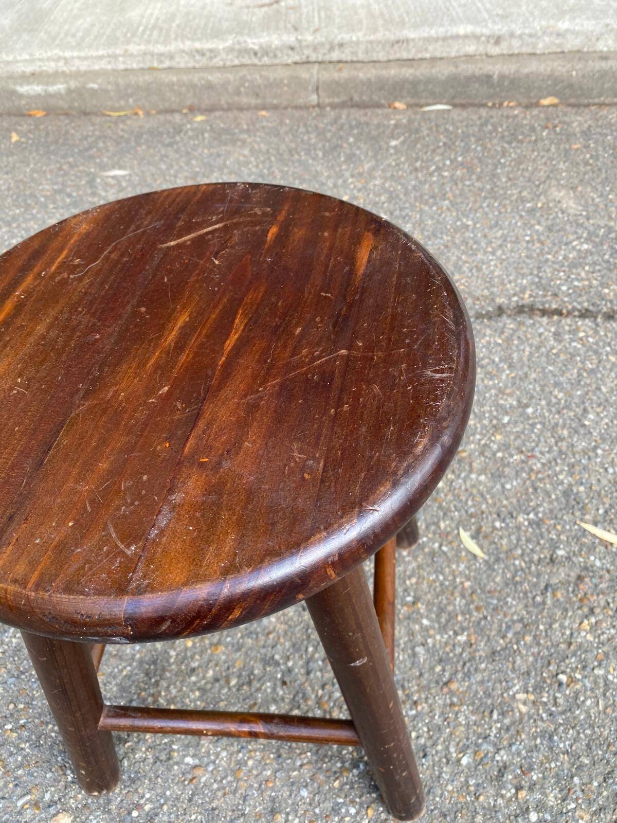 2 vintage solid wood stools — Trayeur / brutalist style