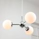 Vintage Italian Chrome and Opaline Sputnik Chandelier, 70s
