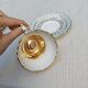 Duo of tea cups and saucers Limoges Lucien Michelaud - Green porcelain