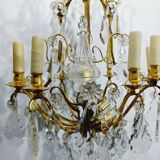 12-light bronze and crystal cage chandelier