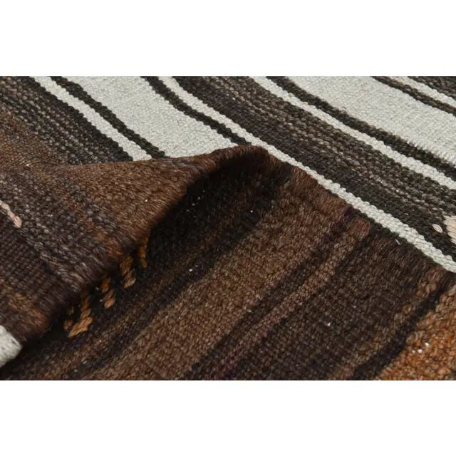 1970s vintage Turkish Oushak handmade wool cotton brown runner rug 170x317