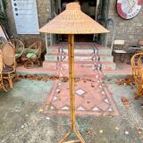 Wicker and rattan floor lamp circa 1960