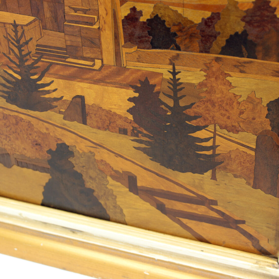 Art work in inlaid wood veneer, czechoslovakia 1950s