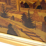 Art work in inlaid wood veneer, czechoslovakia 1950s