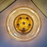 Large ceiling light in brass and blown bubble glass, Glasshütte Limburg, 1970.