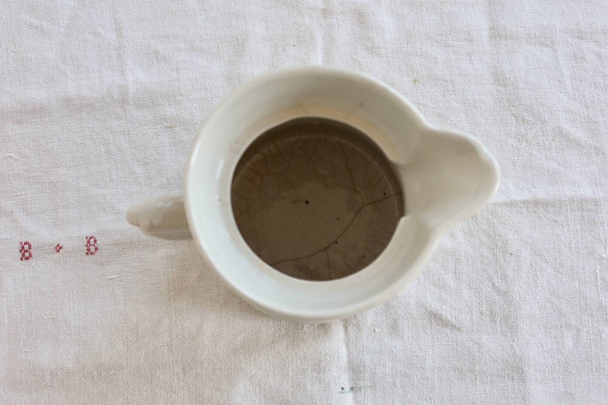 Large antique Saint-Uze pitcher / steel clay terrine Saint-Uze floral pattern