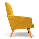 Vintage 60s armchair in cumin yellow terry fabric
