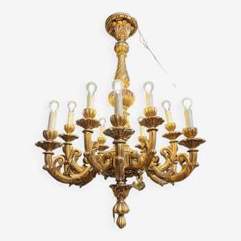 Lustre en bois style Louis XV fin XIXe