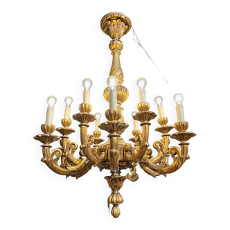 Lustre en bois style Louis XV fin XIXe