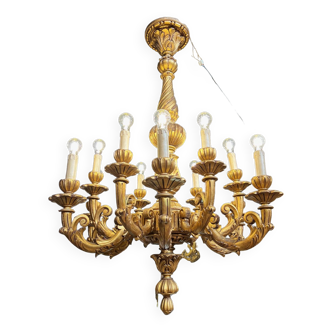 Louis XV style wood chandelier late 19th century