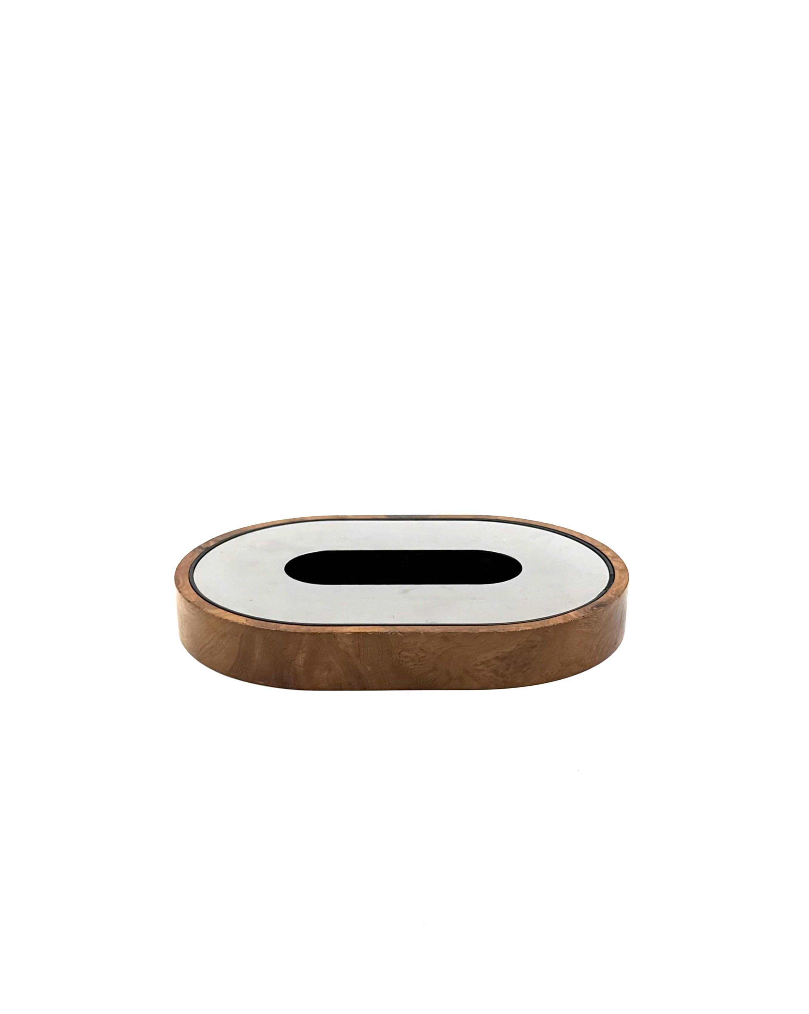 Mid-century olive wood ashtray, Italy ca. 1970