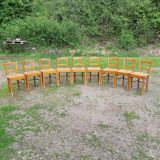 Suite of 9 straw chairs
