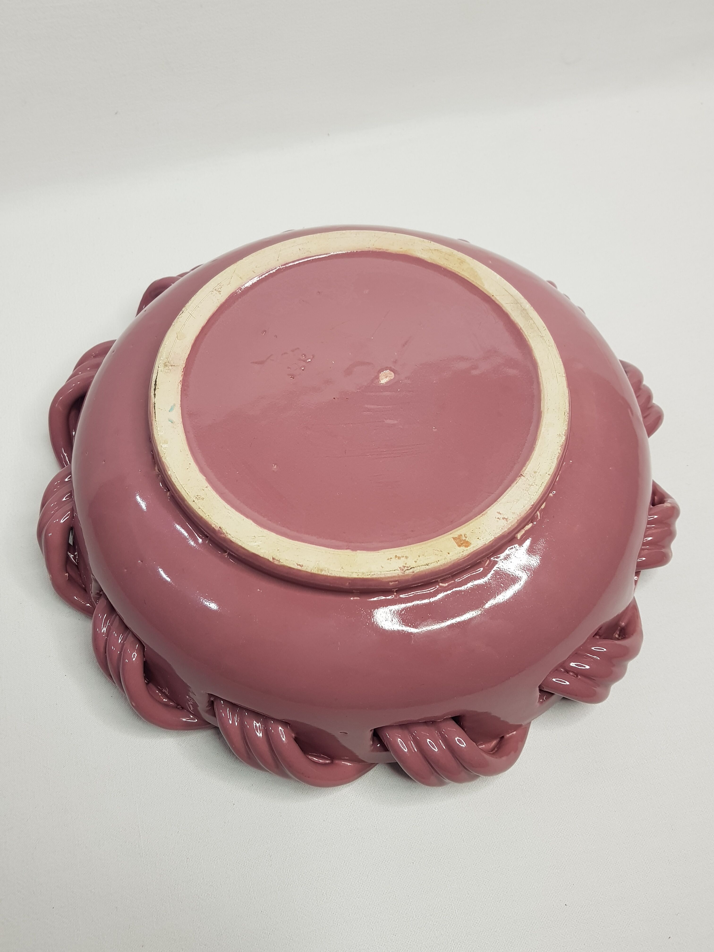 Ceramic dish, old pink by Yvon Roy, 31 cm