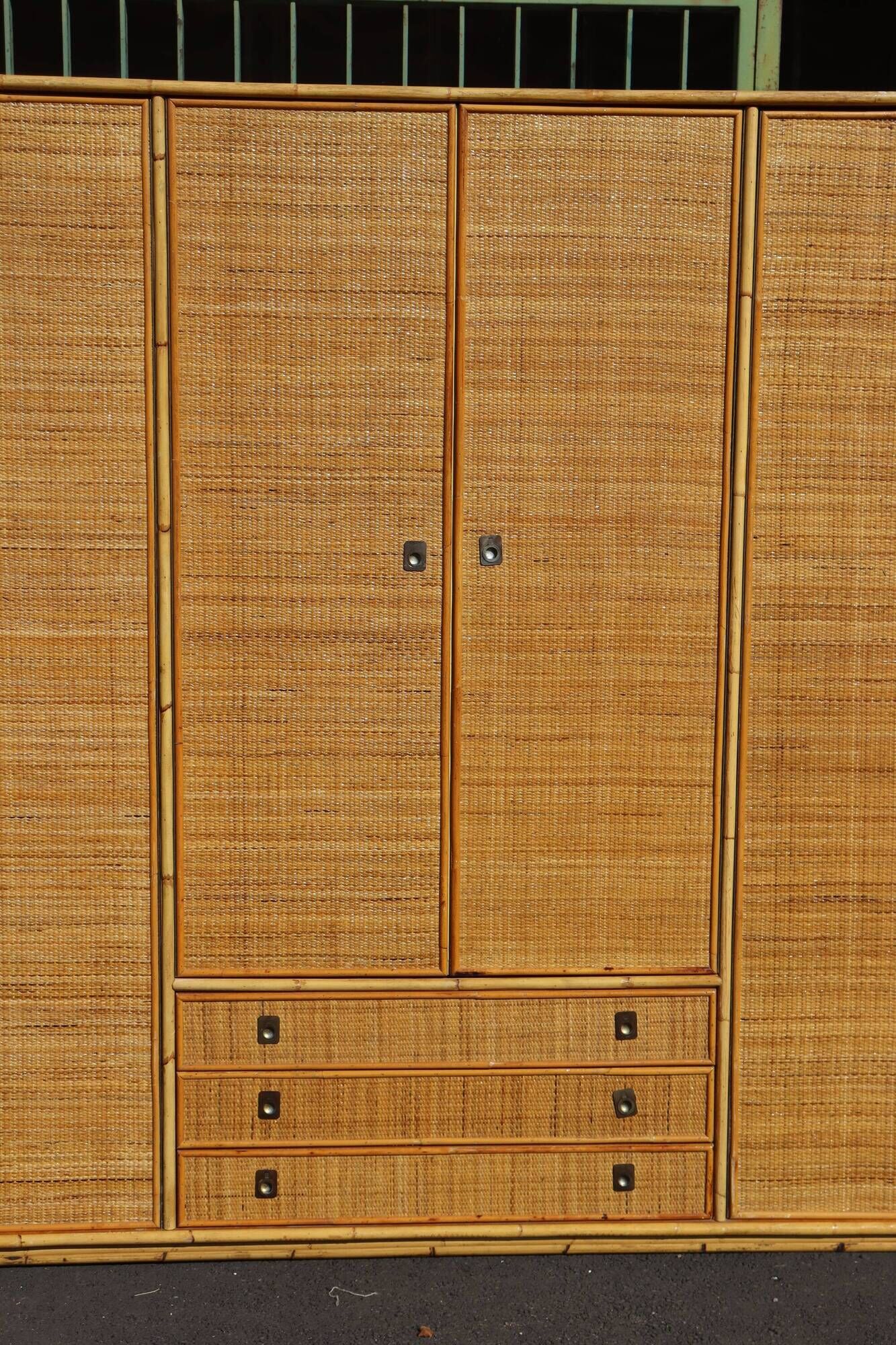 Large rattan and bamboo wardrobe by Dal Vera Italy