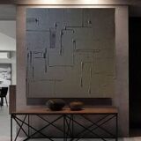 Minimalist monochrome abstract painting black