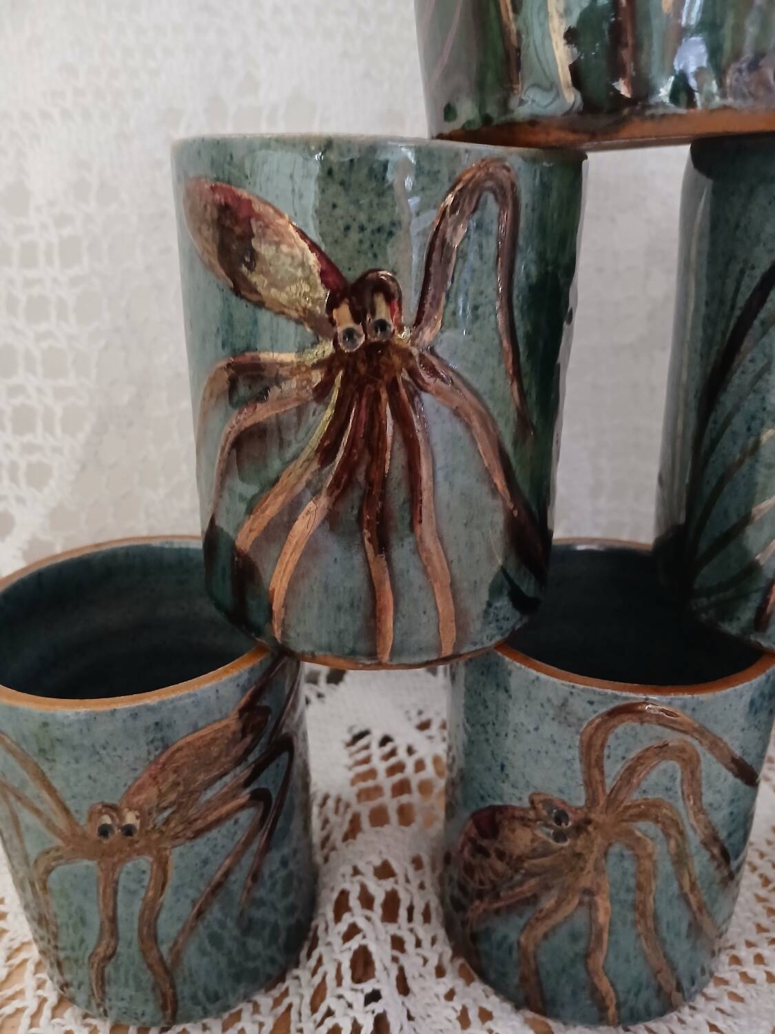 6 vintage handmade cups/mugs