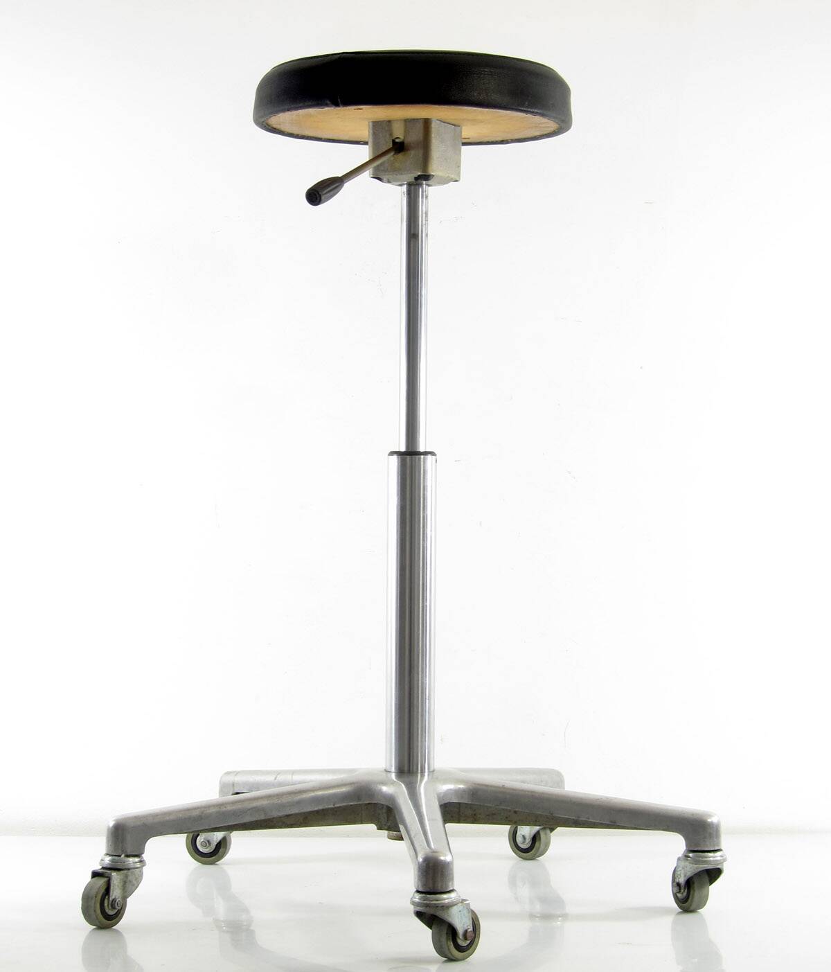 Sixties vintage aluminium adjustable dentist stool