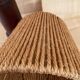 Lampe bois, câble tissu, abat-jour coco années 70