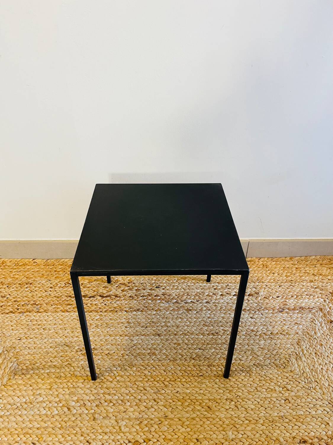 Black coffee table in raw steel Domino model Caravane brand