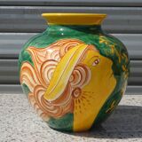 Ceramic lamp, vase and matching plate, Drimmer