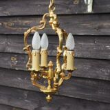 French Bronze Birdcage Chandelier: Louis XV Style 3-Branch Light