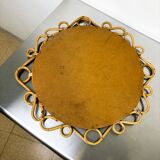 Spanish rattan bamboo oval mirror, circa 1960s