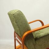 Fauteuil Art déco en jacquard géométrique vert par Kropacek Kozelek 1950