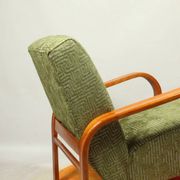 Art Deco armchair in green geometric jacquard by Kropacek Kozelek 1950