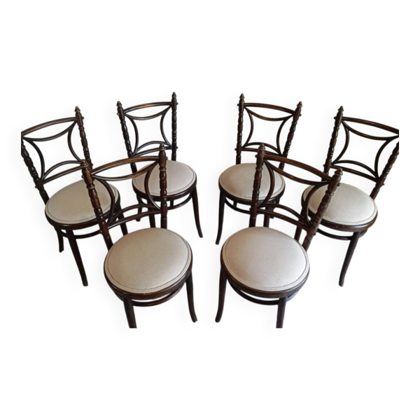 Série de 6 chaises bistrot Fischel début 1900
