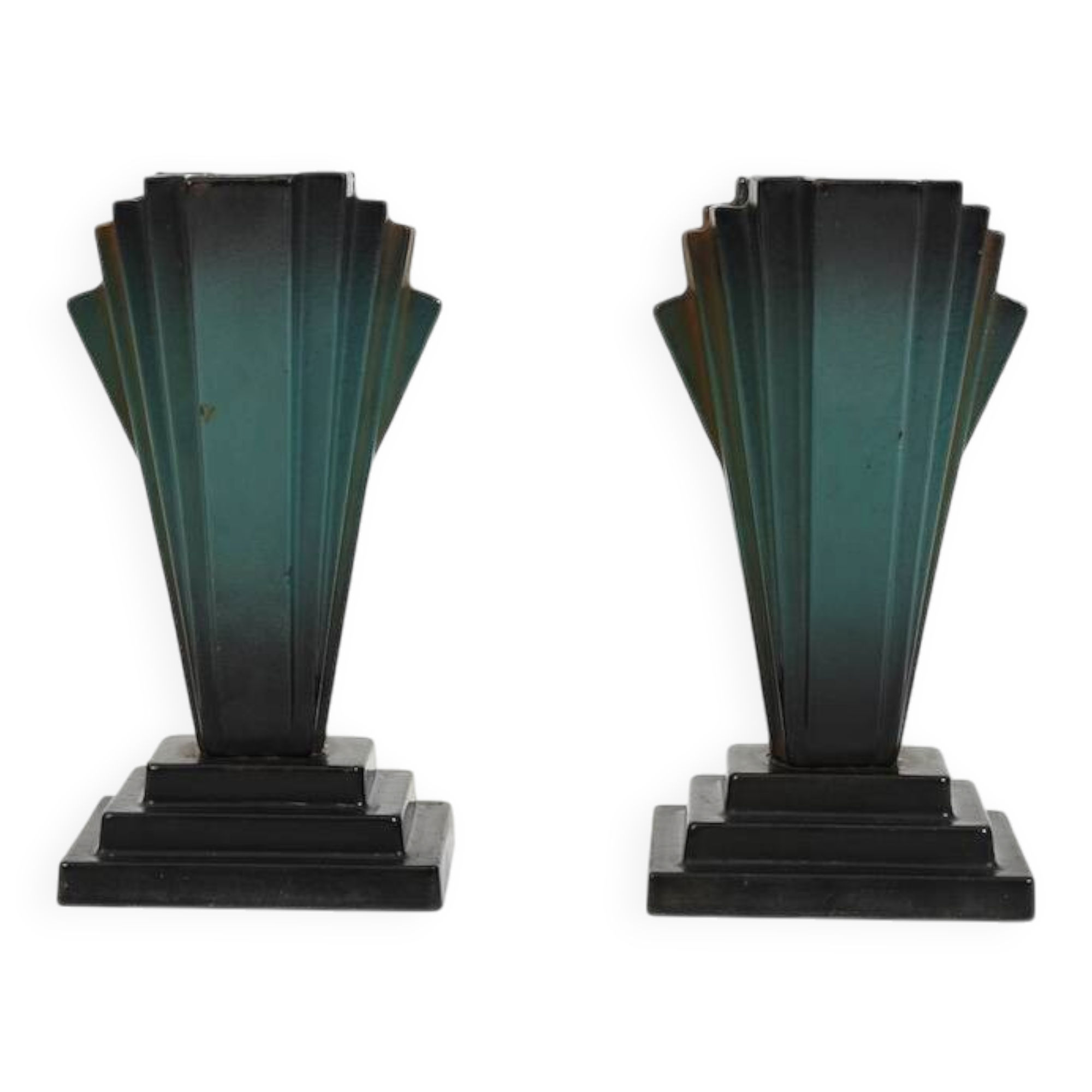 Art Deco Danish Mortuary Vases  Enamelled Iron, 1920s