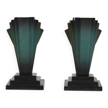 Vases mortuaires danois Art Déco en fer émaillé, années 1920