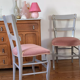Pair of chairs in gray wood and pink velvet Louis XV style