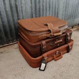Lot de valises vintage en cuir