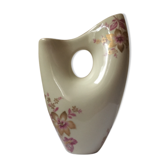 Double entry vase in Hungarian porcelain and pink flower decor