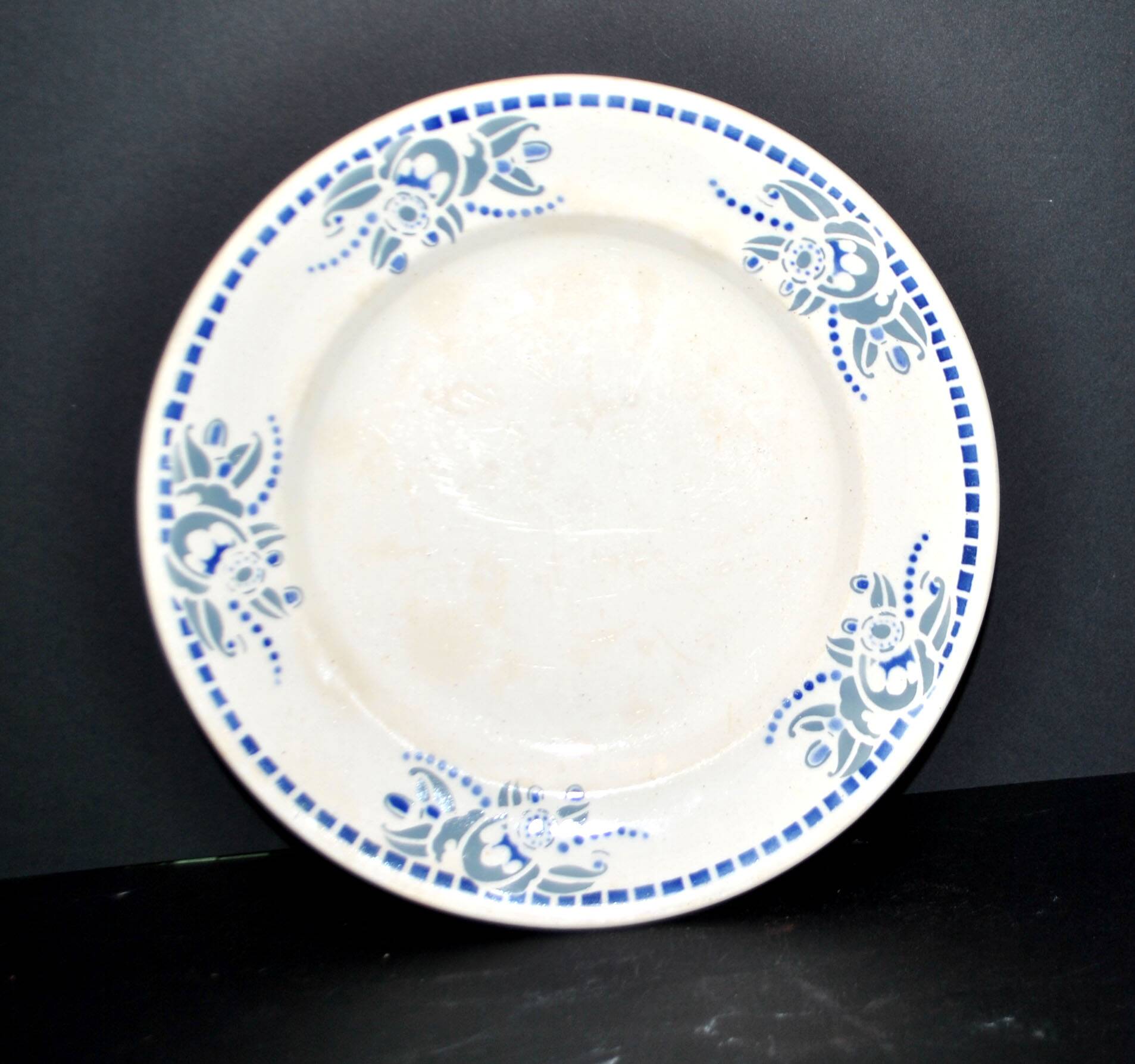 ART DECO mounted plate, Longwy earthenware footed bowl, 1920-1930