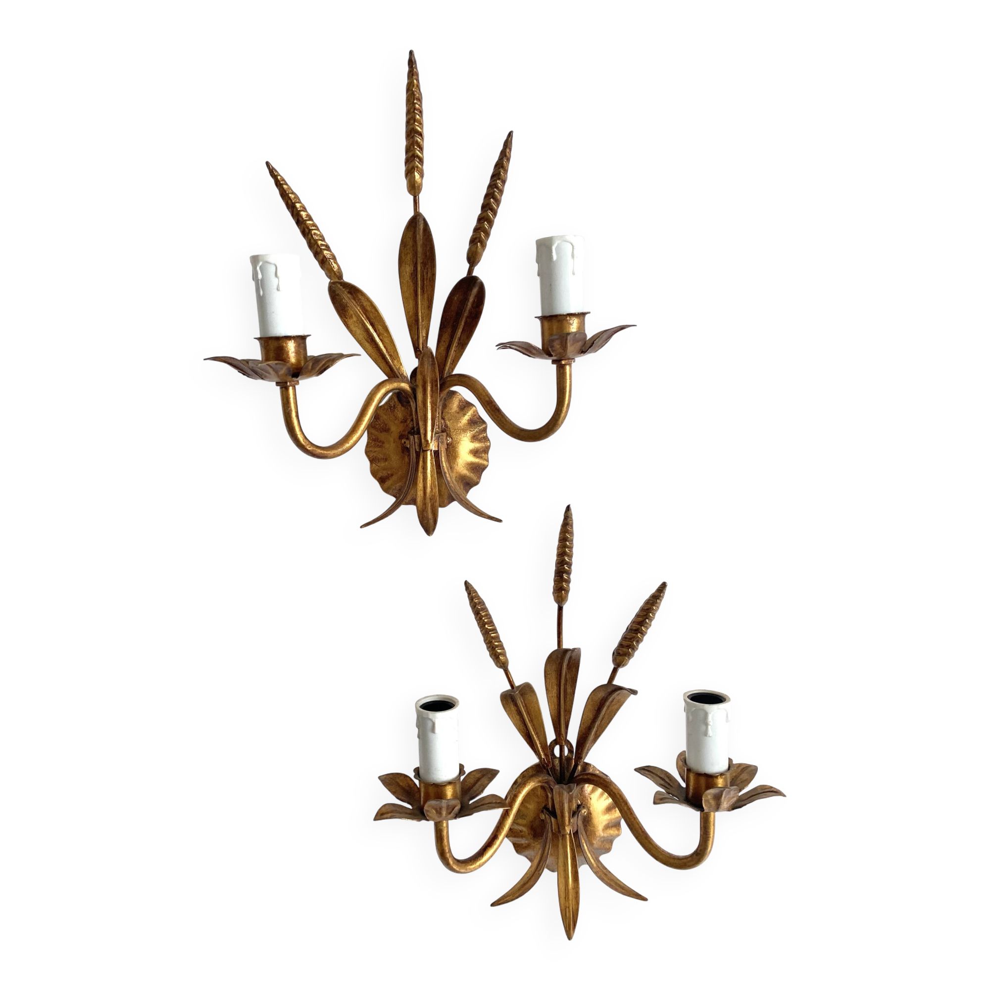 Hollywood Regency Italian wheat ear sconces