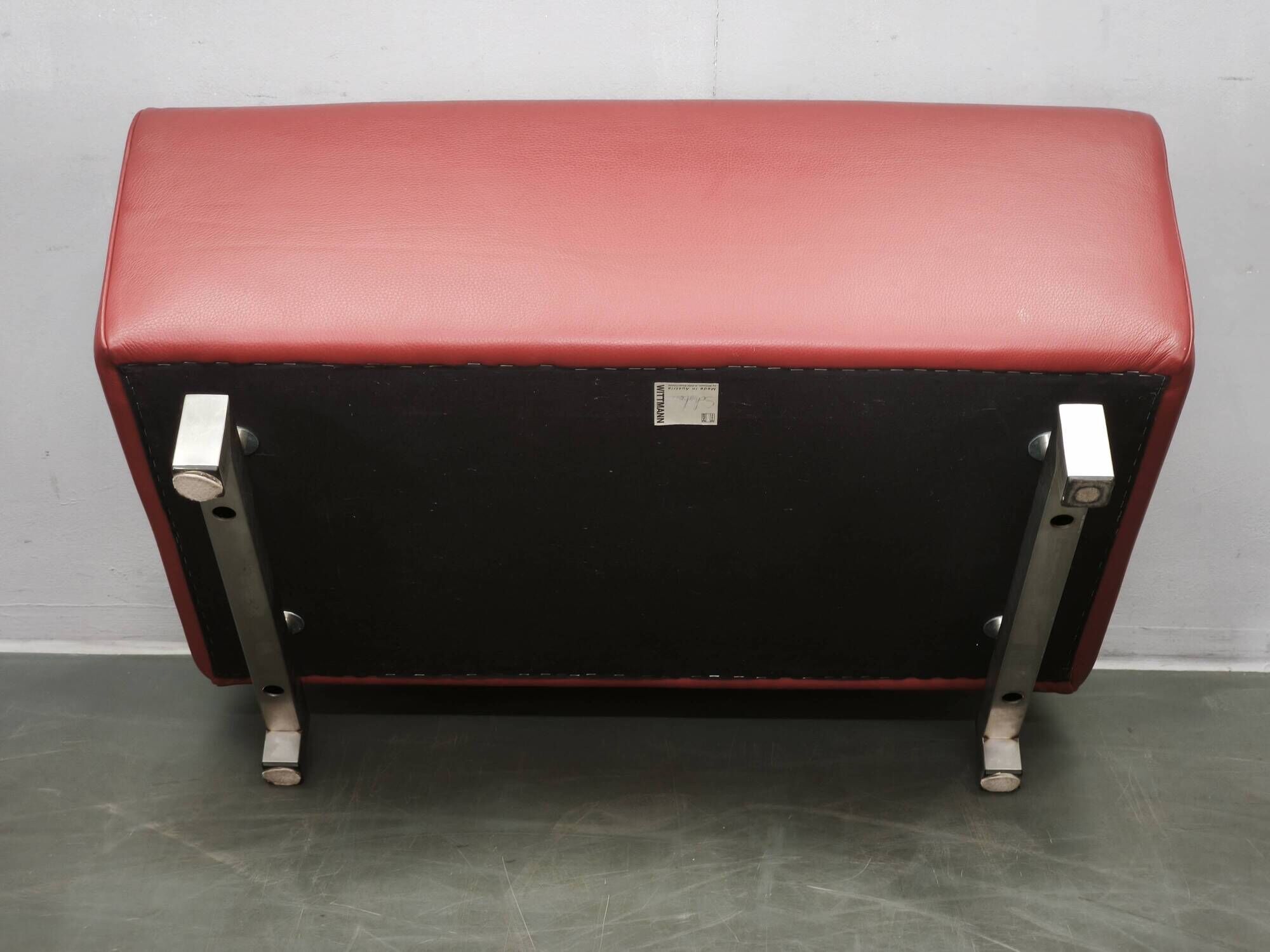 Wittmann Oversized Red Leather Lounge Armchairs and Ottoman, Austria