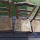 Set of 5 antique wooden chairs with straw seats