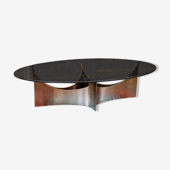 1970 coffee table in brushed steel