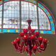 16-light red Murano glass chandeliers