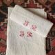 4 large damask tea towels JR monogram cross stitch.