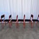 Set of 6 red & black metal chair: space age stackable dining chair baša