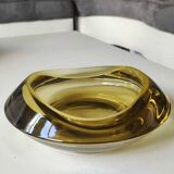 Bohemian Czech design empty pocket. Made of amber blown art glass by Rudolf Jurnikl.