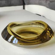 Bohemian Czech design empty pocket. Made of amber blown art glass by Rudolf Jurnikl.