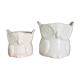 Set of 2 cache white owl pots in vintage ceramic