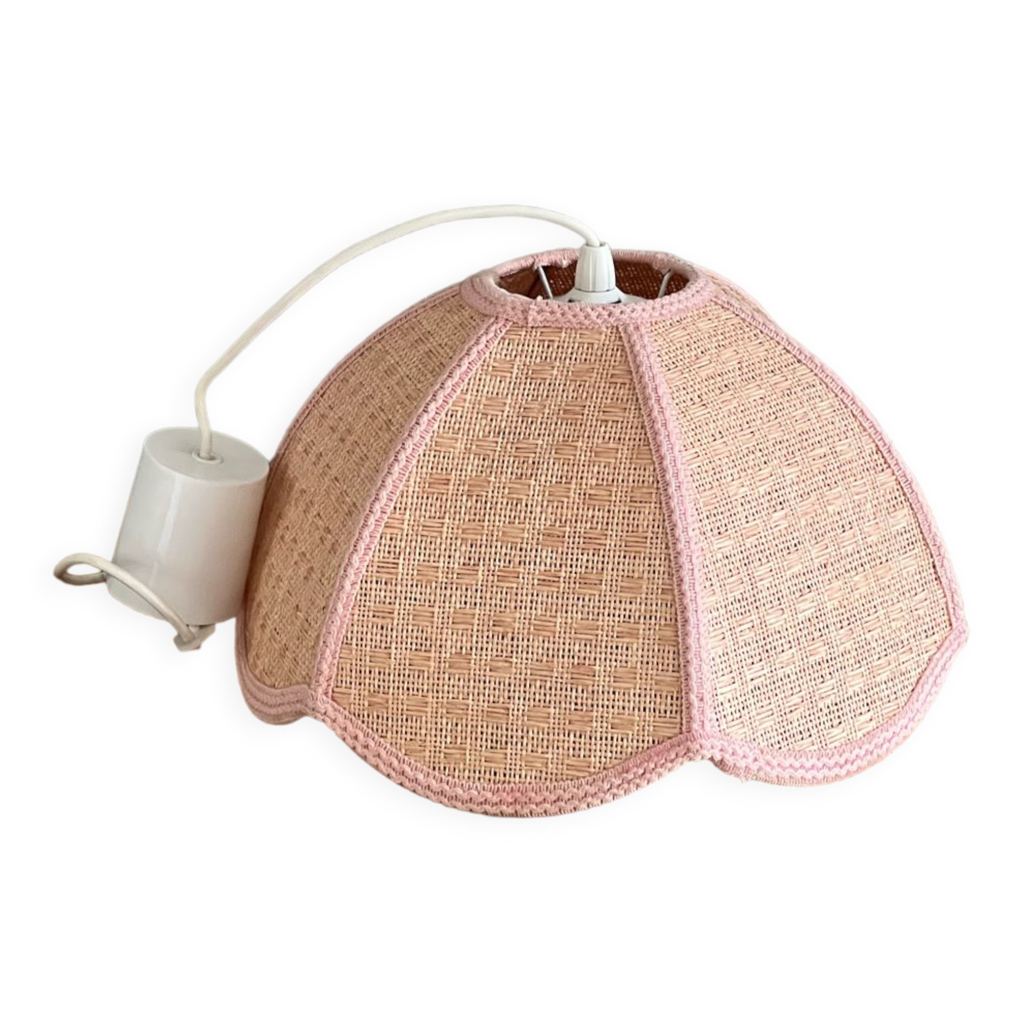 Vintage suspension in raffia and fabrics