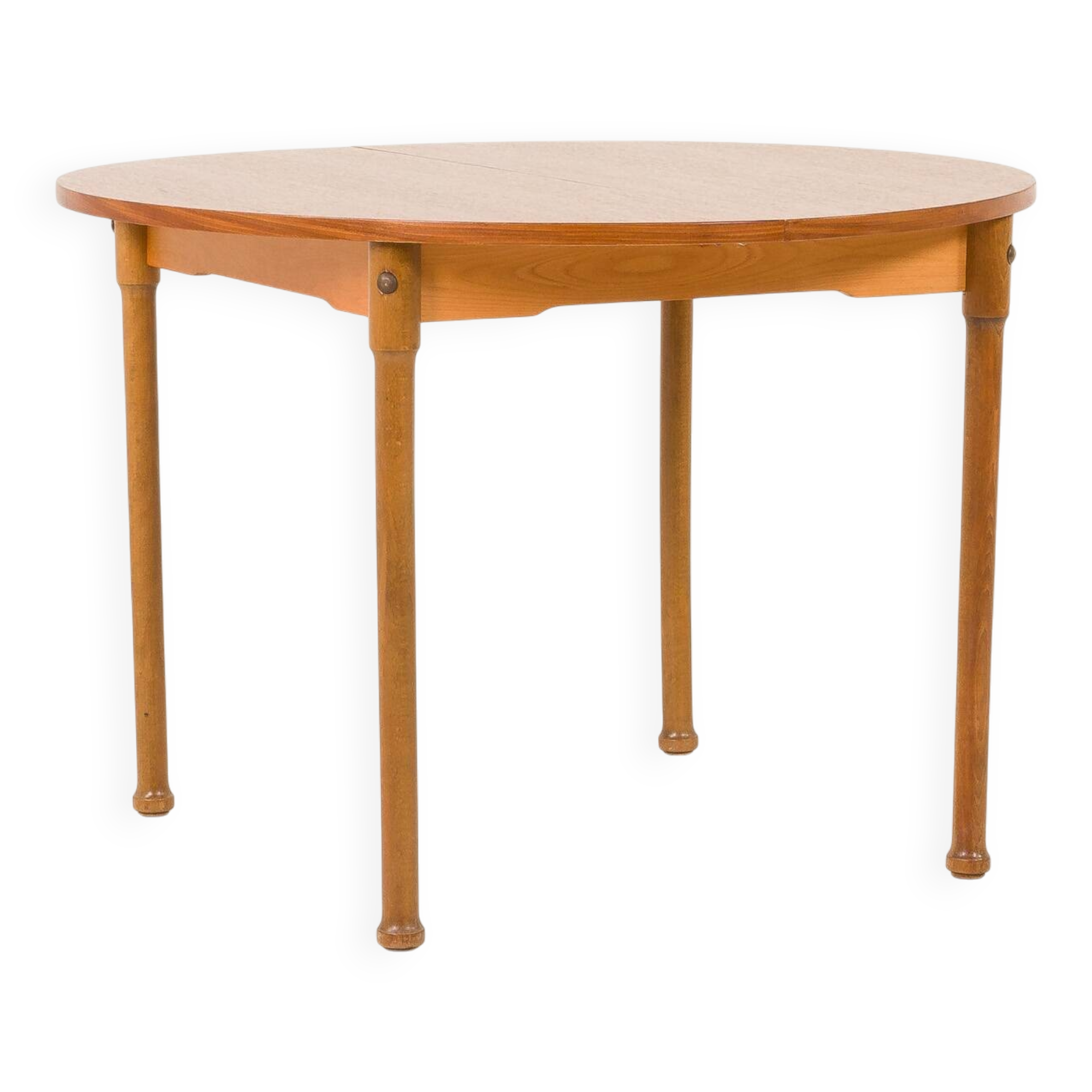 Teak round table with hidden extension, 1970s