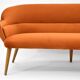 Canapé scandinave vintage Danemark années 1960 velours roux