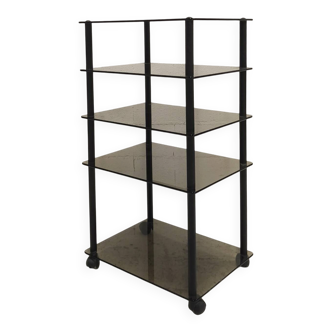 Smoked glass shelving unit, 1980
